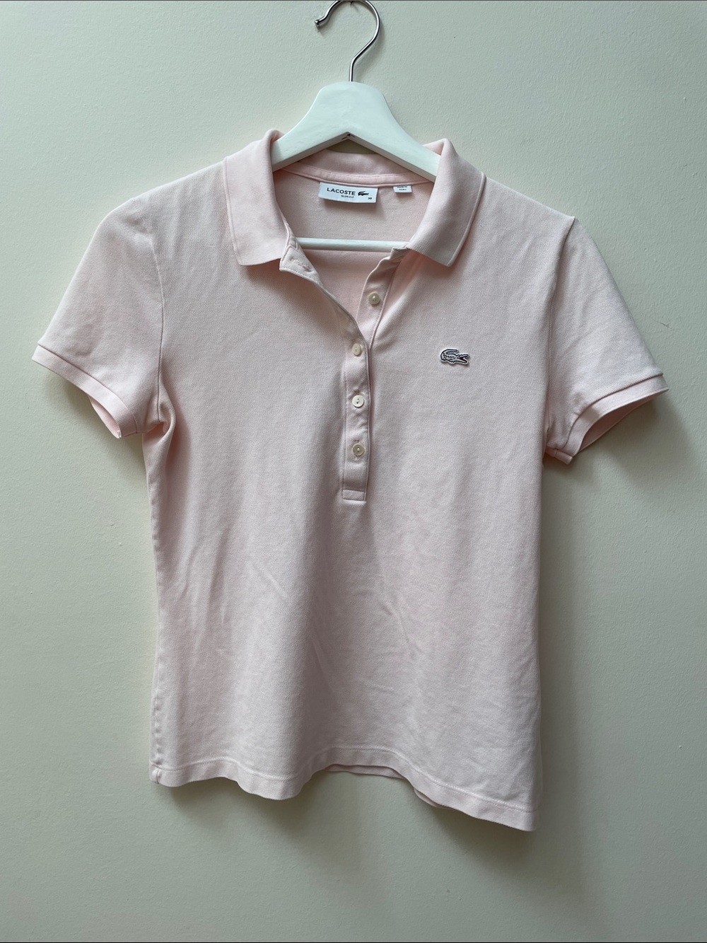 Lacoste Light Pink Polo Shirt with Crocodile Logo Slim Fit